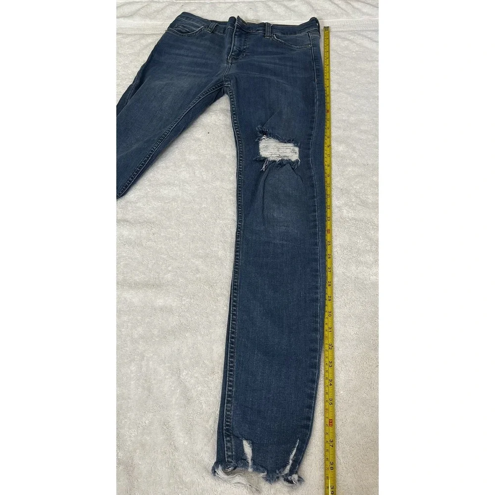 Free People Womens Distressed Ripped High Rise Skinny Jeans Size 25-26